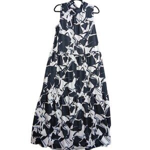 KARL LAGERFELD Women's Maxi Dress Black White Abstract Print Size 12 Day Dresses